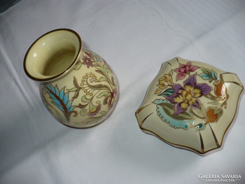 Zsolnay vase and bonbonier