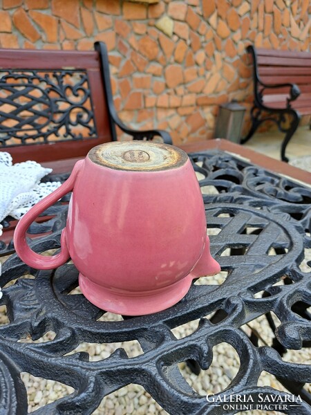 Beautiful pink faience punch-glazed made in Hungary pouring jug Zsolnay rare collector's item