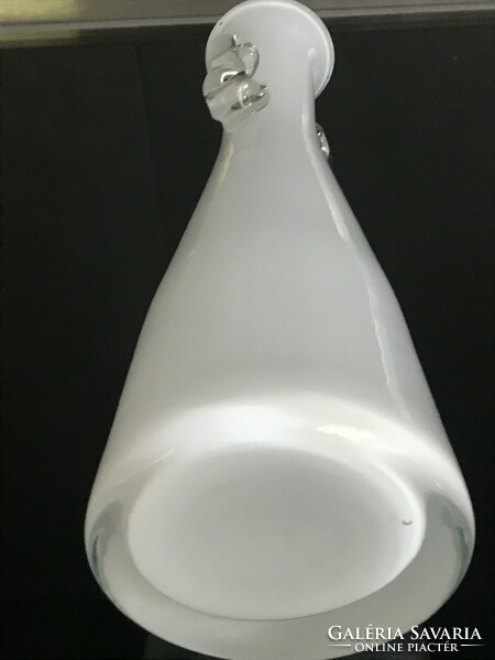 Double-layered glass vase with small ears, 25 cm high