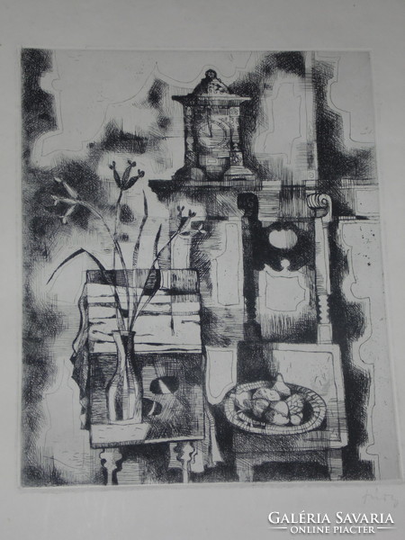Mária Túry 1930-1992, indicated - lower right, etching, 30x24,-60x42