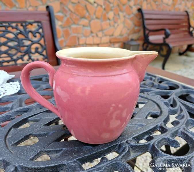 Beautiful pink faience punch-glazed made in Hungary pouring jug Zsolnay rare collector's item