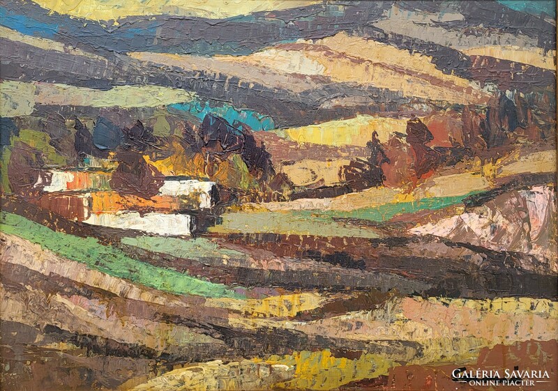 Judit Csernó (1925 - 2000) between mountains c. Gallery painting. With original warranty!
