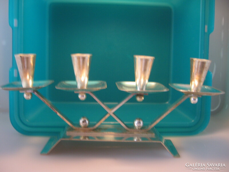 Art deco silver-plated 4-piece candle holder