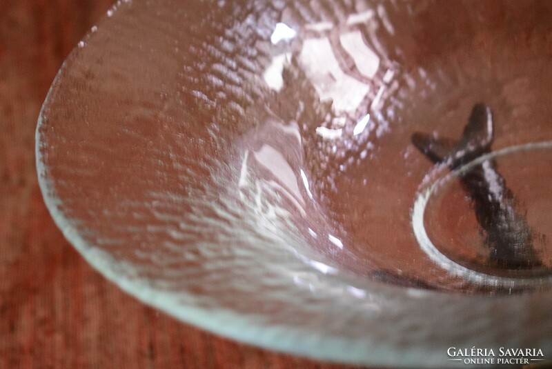 Art-deco dolphin ceramic base, glass serving bowl, fruit basket 30.5 x 18 cm