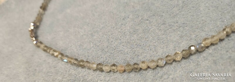 Színjátszós, mesésen csillogó labradorit drágaköves sterling ezüst nyaklánc 925/ - új