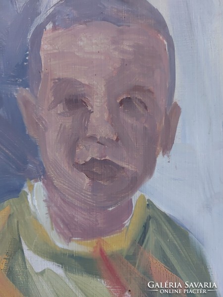 Szignálatlan festmény - kisfiú - olaj vagy tempera faroston - 498