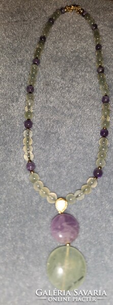 Special Amethyst Prehnite Gemstone Chakra Necklace New