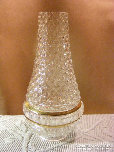 Elektromos petróleum lámpa üveg búra aranyozott szegéllyel 45 mm