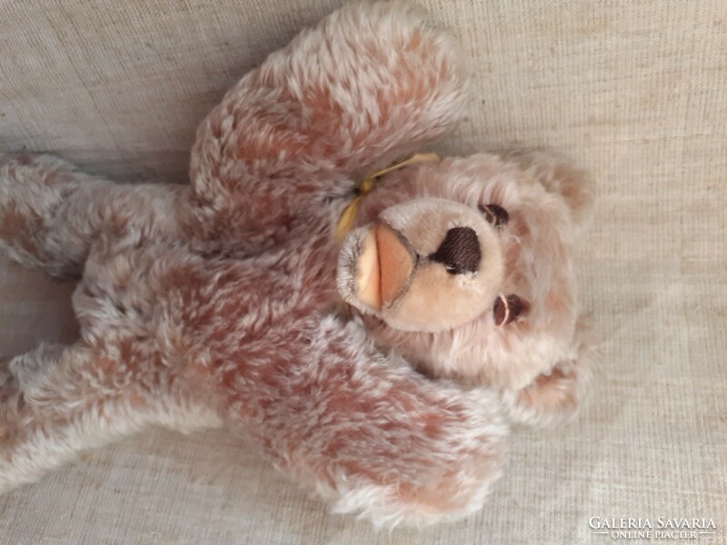 Antique supine ear-marked steiff mohair rattle teddy bear felt sole