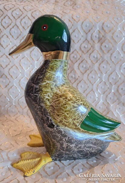 Large painted copper duck, wild duck statue 2 (m3737)