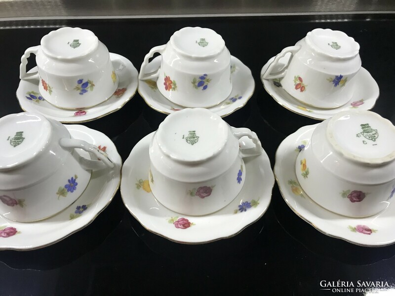 Zsolnay porcelain mocha cups with small flowers