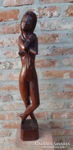 Teak wood nude sculpture