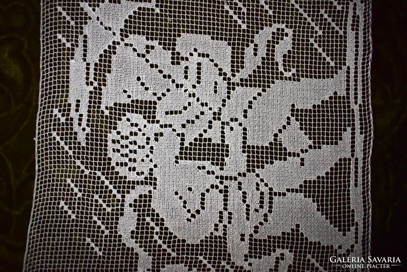 Antik rececsipke csipke puttó -k az esőben terítő függöny , díszpárna , kép betét 23 x 22,5 cm filet