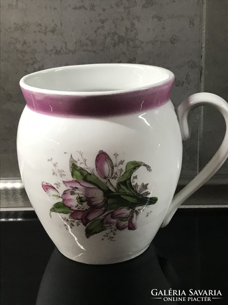 Antique porcelain cup with tulip pattern, 14 cm high