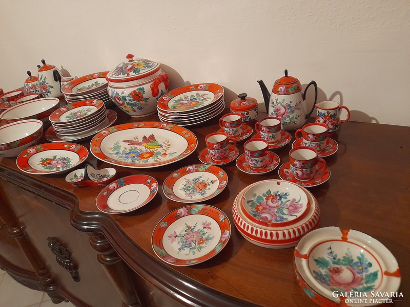 Józsa János Korond unique large ceramic set from his own collection. Tea-coffee, tableware. 67 pieces.