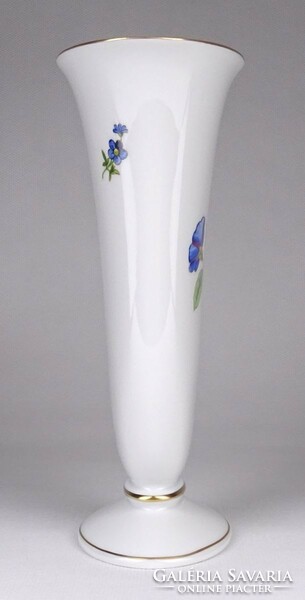 1M851 Herendi virág mintás porcelán váza 18 cm