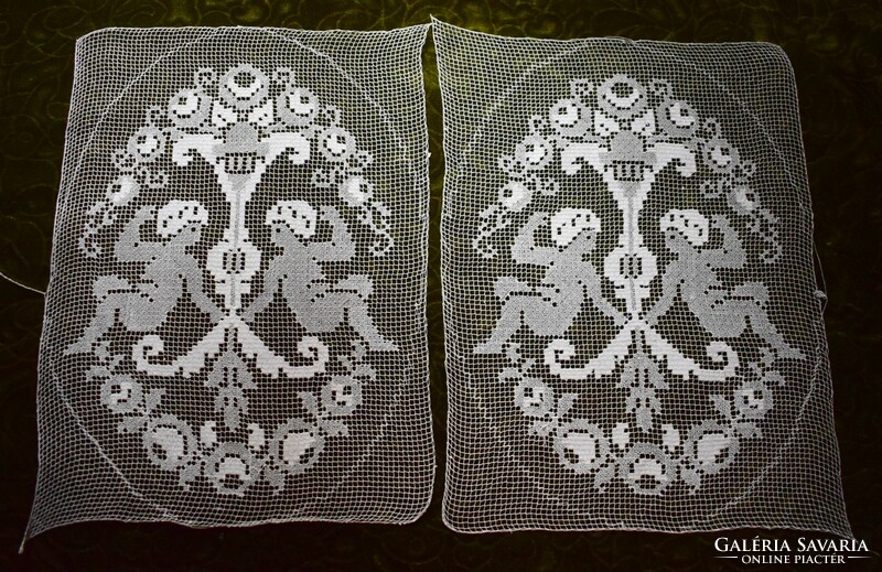 Antique crochet lace puttos, tablecloth, curtain, decorative pillow image insert 30 x 41 cm x 2 pairs of fillets