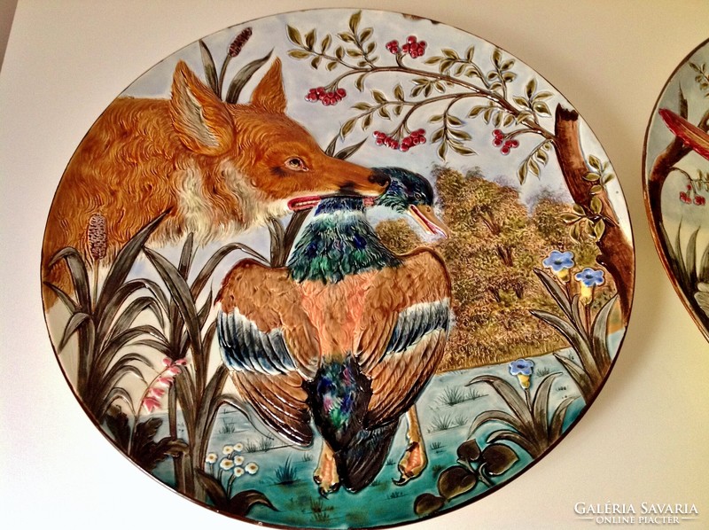 2 pcs. Huge majolica wall plate - 43.5 cm. - They are flawless!