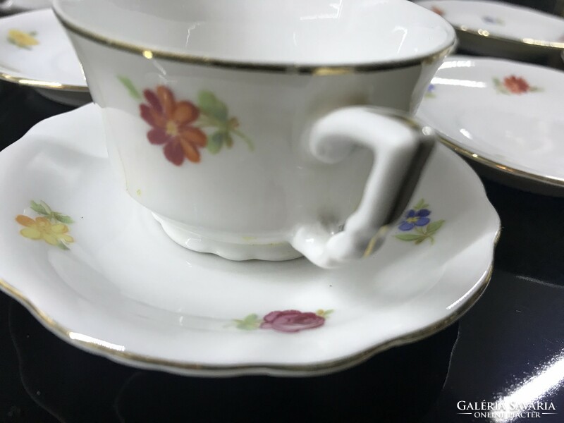 Zsolnay porcelán mokkás csészék apró virágokkal