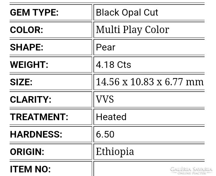Etiópiából származó valódi fekete opál csiszolatok 4.18 ct