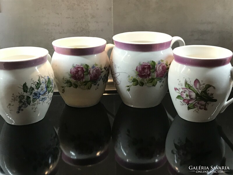 Antique porcelain cup with a blue flower pattern, 13.5 cm high