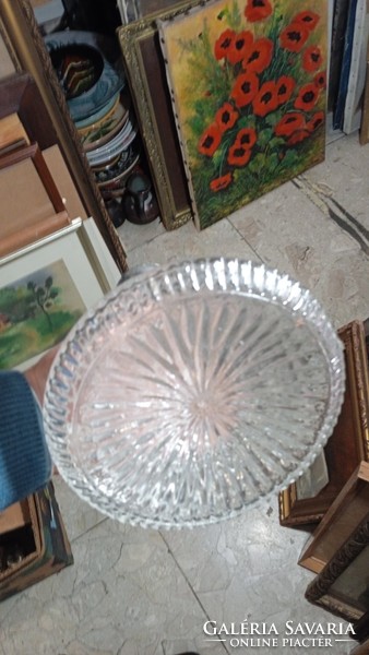 Wine crystal glass with silver top, excellent, height 26 cm.