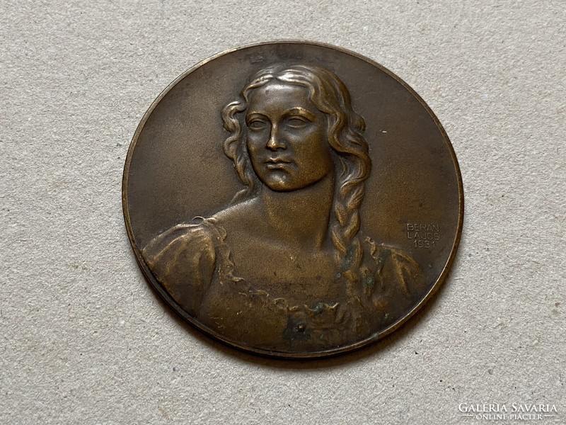 BERÁN LAJOS (1882-1943) BRONZ PLAKETT ÚSZÓVIADAL 7,8 CM