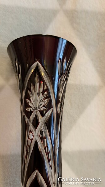 Kecses bíbor üveg váza, kristályváza (L3692)