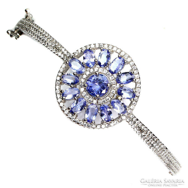 Year-end sale! 925 sterling silver bracelet with genuine tanzanite gemstone