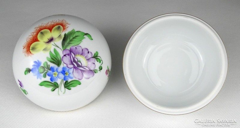 1M854 Régi Herendi porcelán virágmintás bonbonier