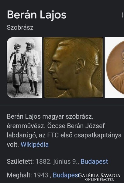 25 . Sports medal, award, plaque. M.U.Sz.B.É. Water Polo 1929. 50mm 44.3g. Ag silver. Lb striker.