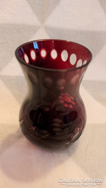 Bíbor üveg váza, kristályváza (L3690)