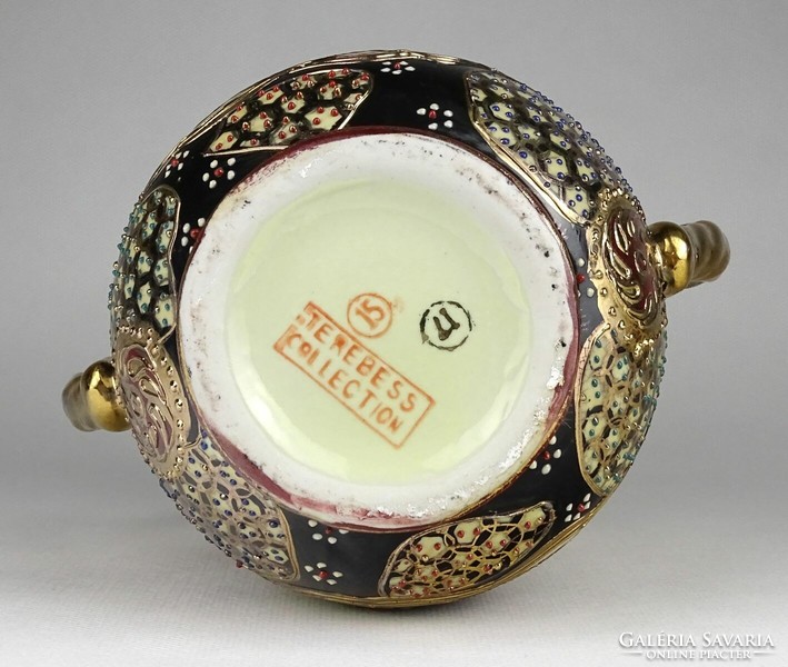 1M884 Gazdagon aranyozott kínai porcelán váza 15 cm