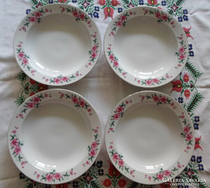 Lowland porcelain, pink flower deep plate, plate (wild rose, rosy)