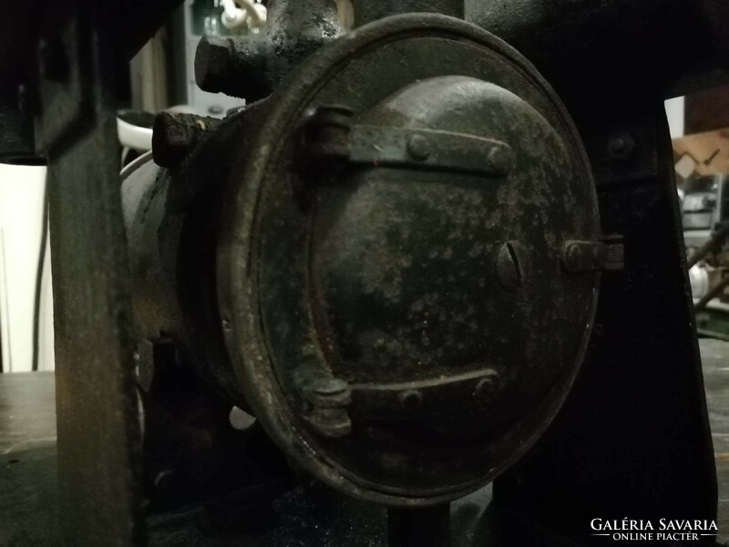 Steam engine boiler, metal boiler, part of an illustrative device, made of iron, a serious solid piece from the beginning of the 20th century