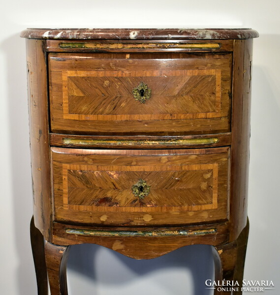 Antique marble stone slab semi-circular console table - front soma furniture with drawers!