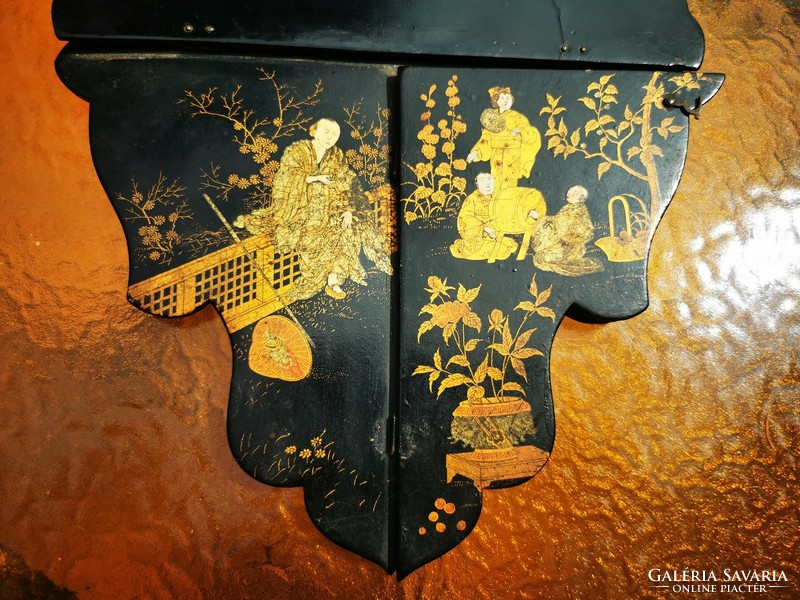 Antique Japanese lacquer corner shelf