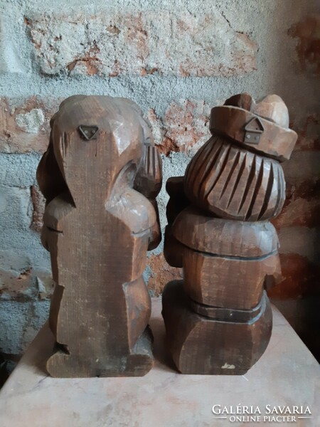 An interesting pair of wooden sculptures