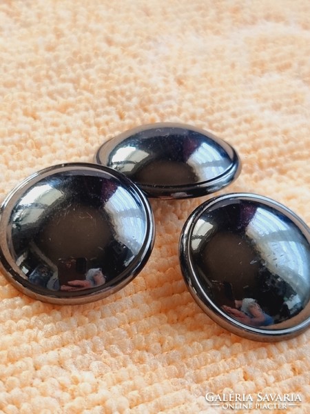 Dark gray reflective 22mm button. 3 Pcs. (G1)