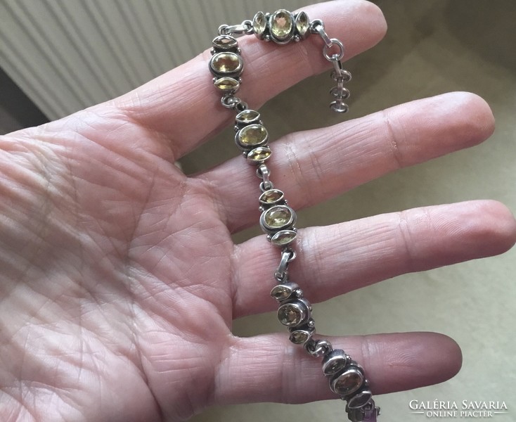 Silver bracelet with citrine