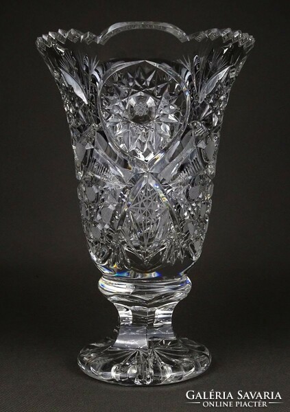 1M886 old thick-walled crystal vase flower vase 22.5 Cm