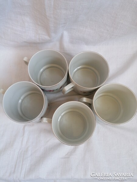 5 Zsolnay porcelain mugs with flowers