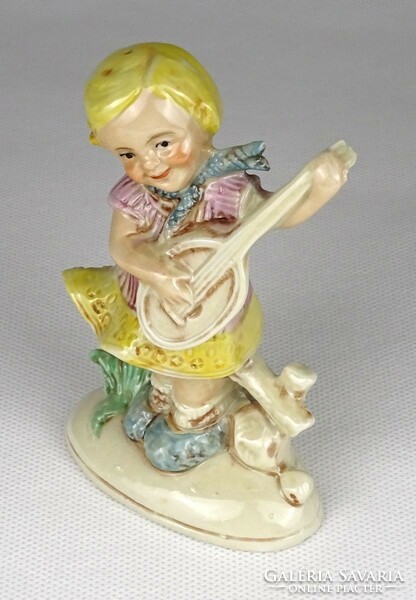 1M887 old German guitar playing blonde girl porcelain figure