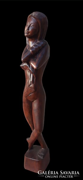 Teak wood nude sculpture
