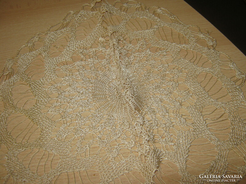 4 Old crocheted lace tablecloth