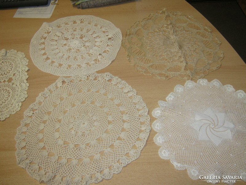 4 Old crocheted lace tablecloth