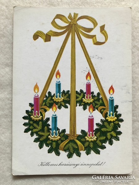 Old Christmas card with drawings - drawing by Tibor Gönczi -5.