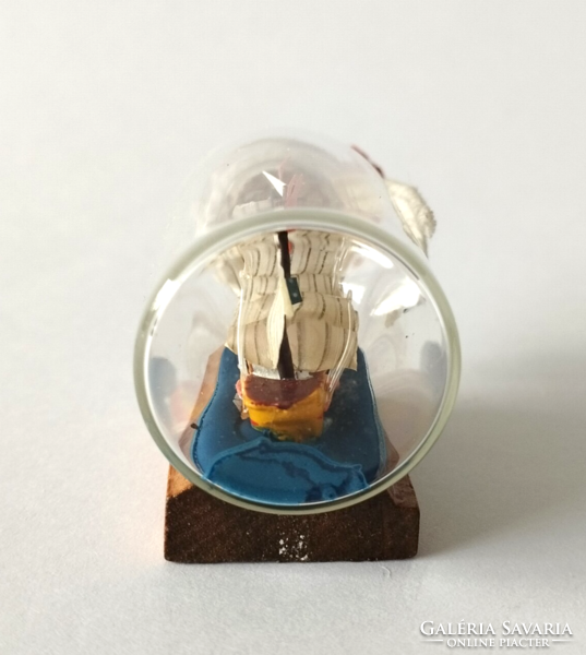 Rare miniature patience glass ship model