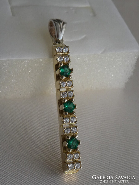 Emerald stone silver pendant with bronze coating