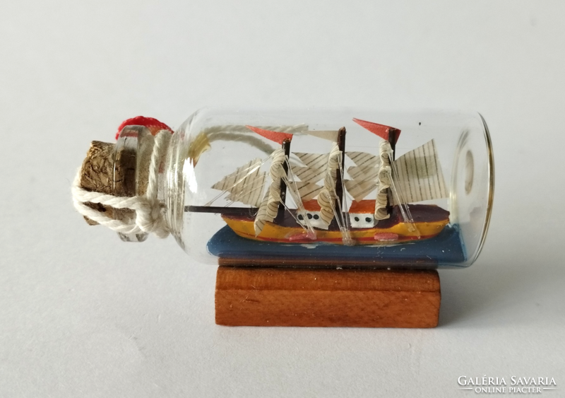 Rare miniature patience glass ship model